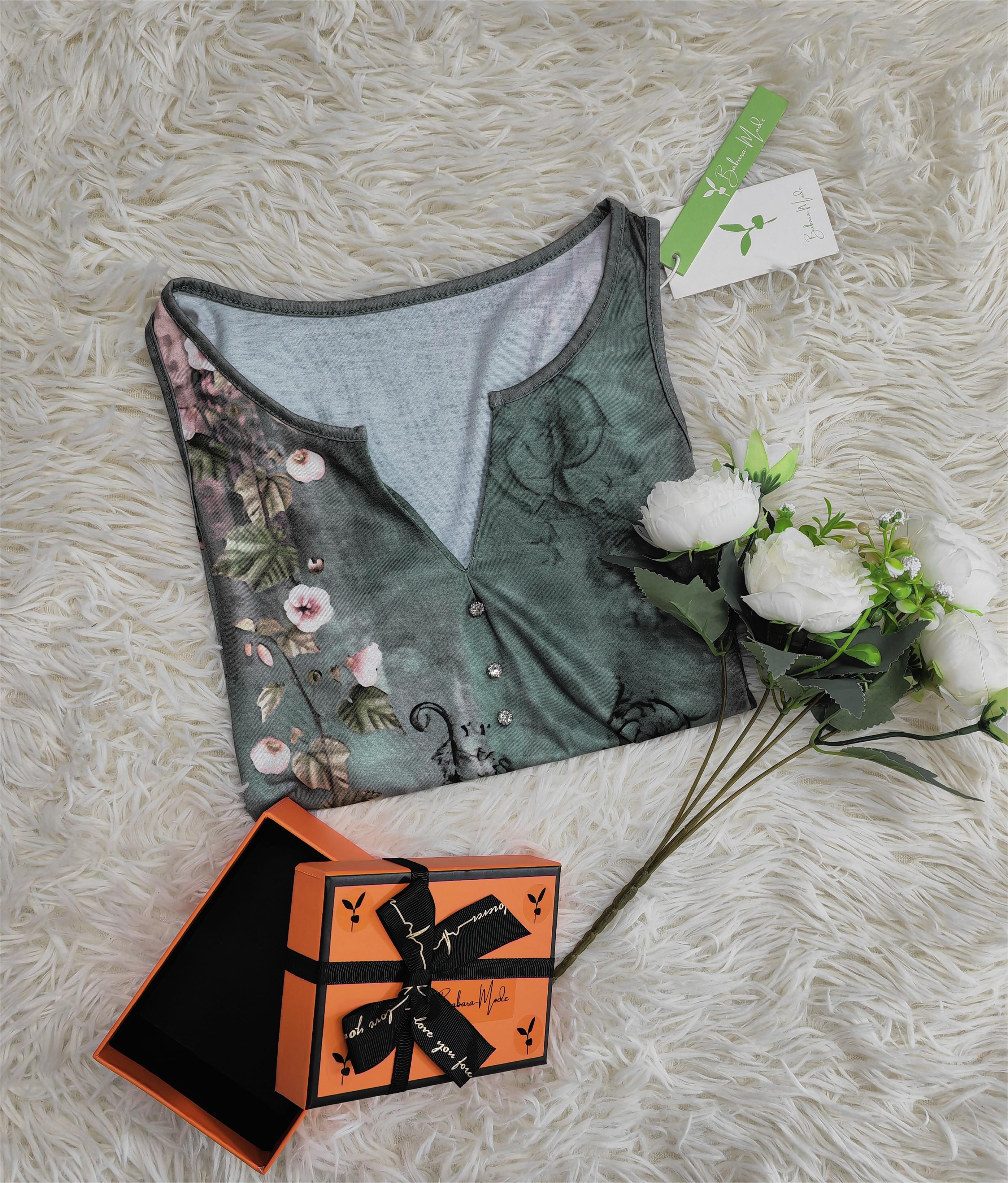 Ärmelloses Top mit Blumenmuster im Aquarellstil