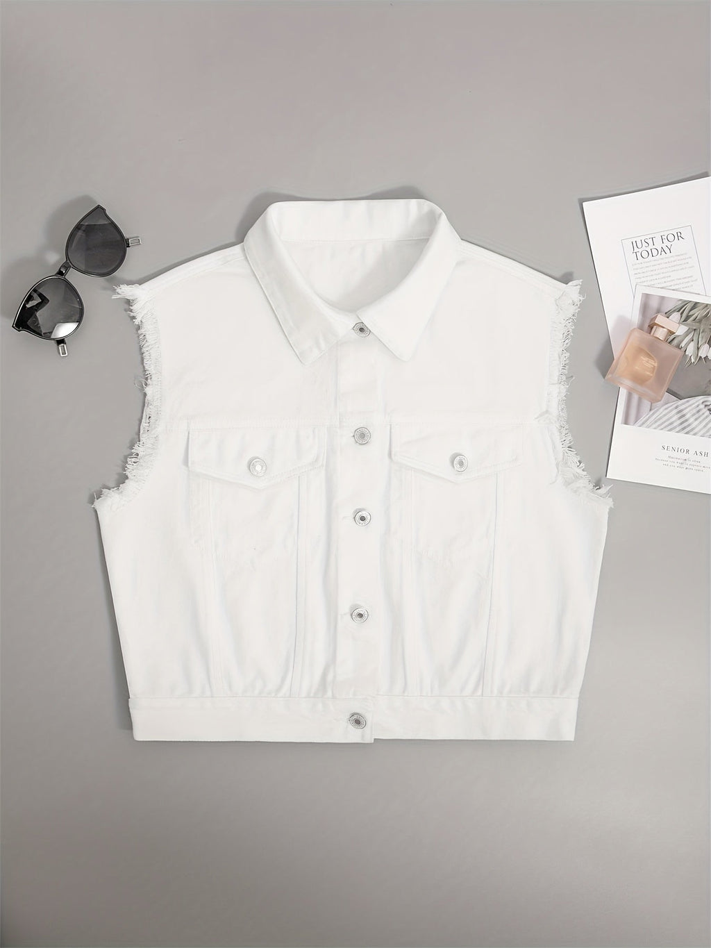 Johanna - Ärmellose Denimjacke mit Brusttaschen