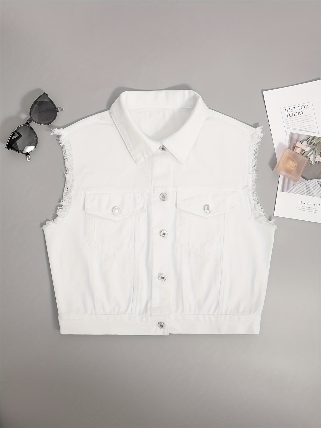 Johanna - Ärmellose Denimjacke mit Brusttaschen