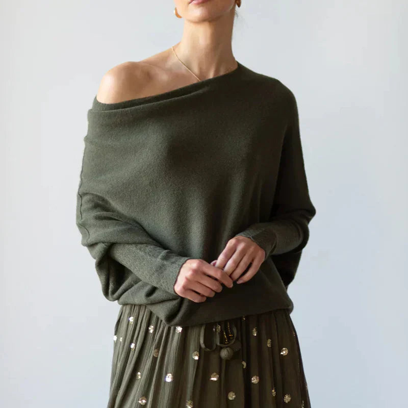 Paulina Asymmetric Draped Sweater