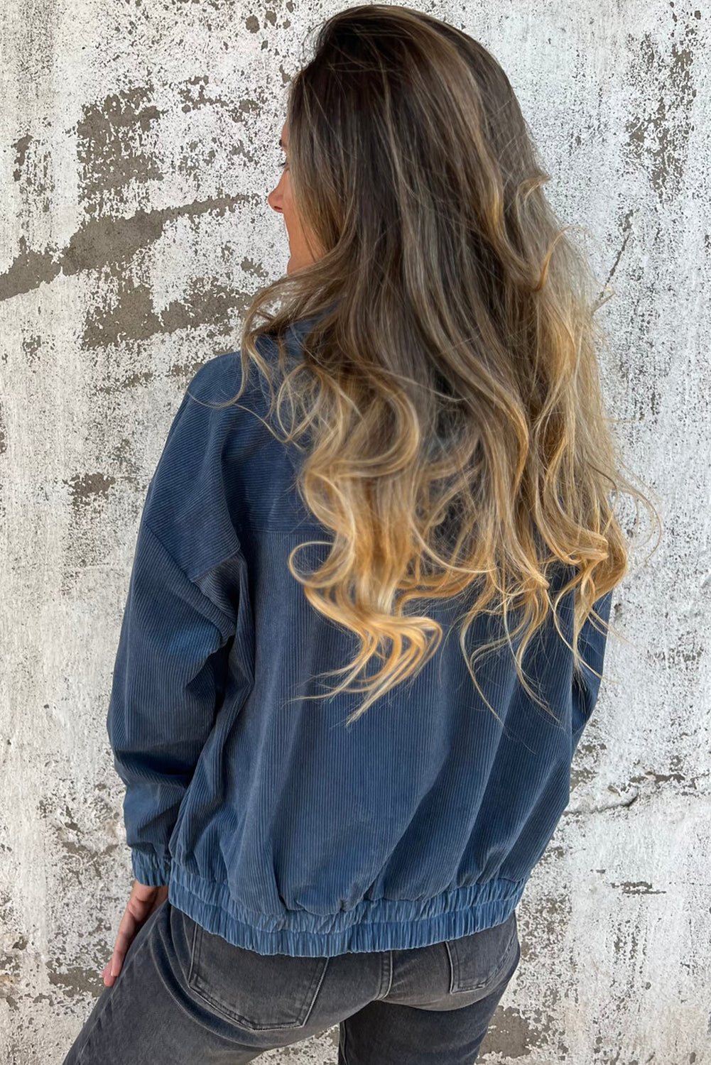 Hoodie in Teal mit verstellbarem Kordelzug