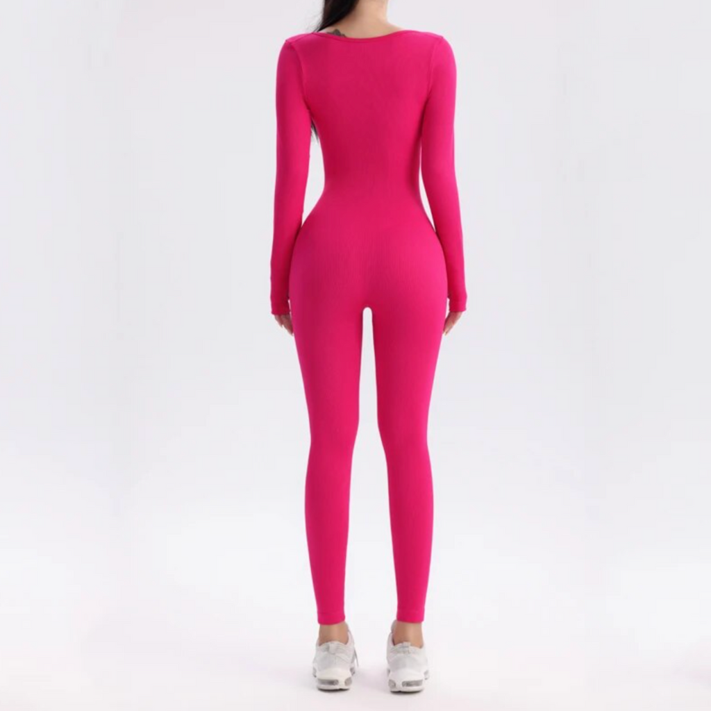 Unicolor Long-Sleeve Performance Jumpsuit