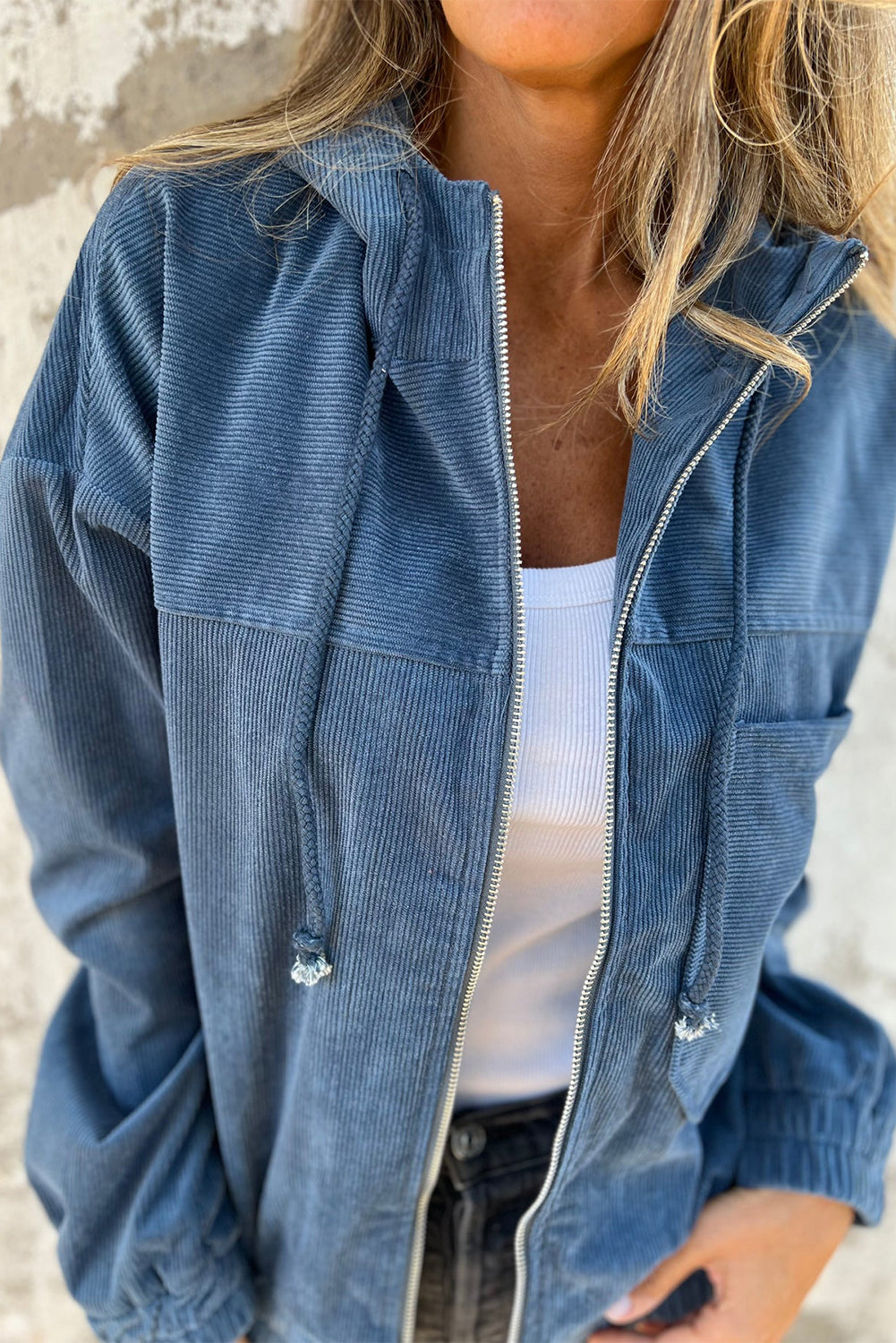 Hoodie in Teal mit verstellbarem Kordelzug