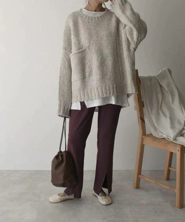 Gemütlicher Oversized-Pullover mit praktischer Tasche