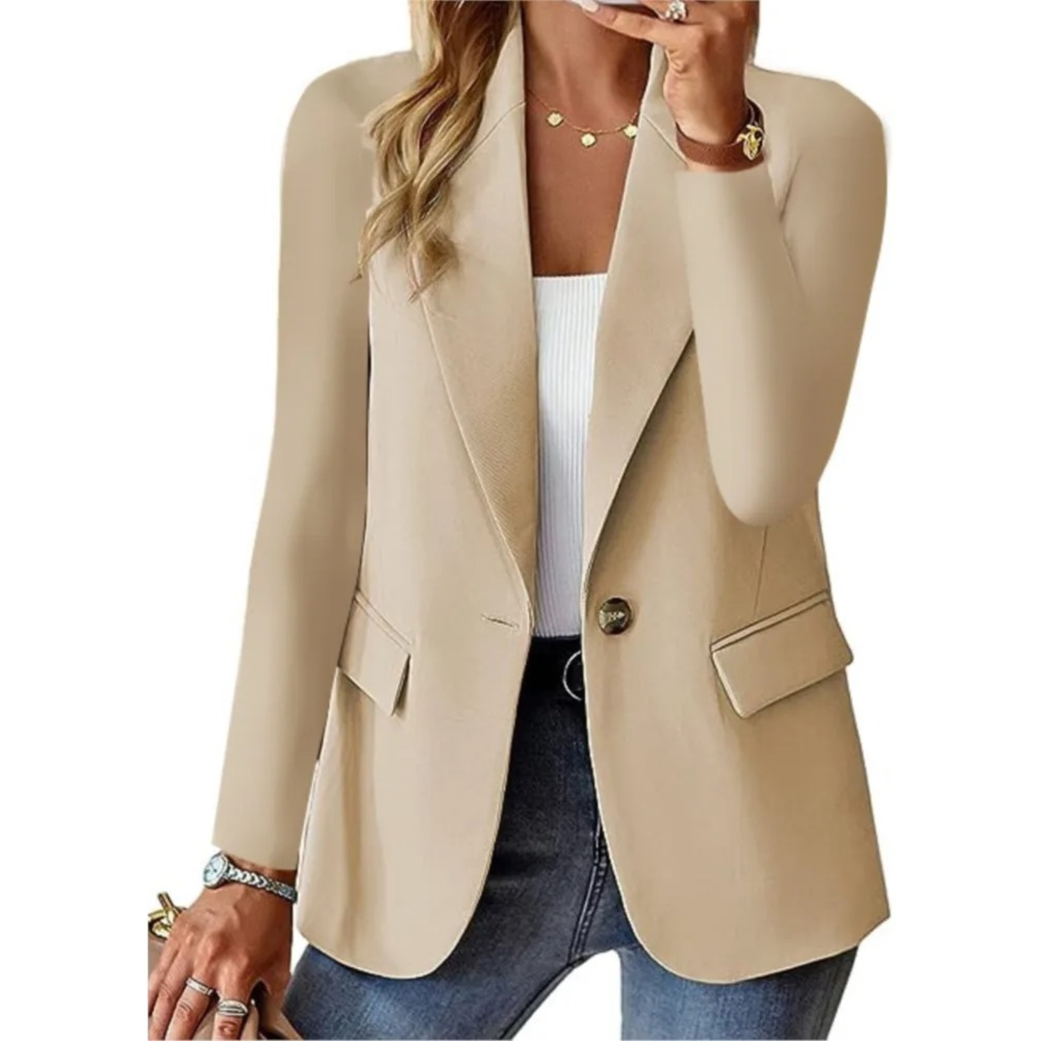 Blazer für Damen mit Knöpfen und praktischen Taschen, vielseitig kombinierbar