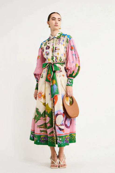 Vintage Blumenmuster Maxi-Kleid mit langem, fließendem Design