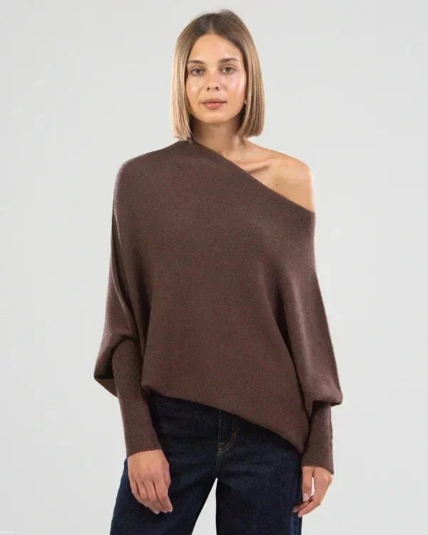 Paulina Asymmetric Draped Sweater