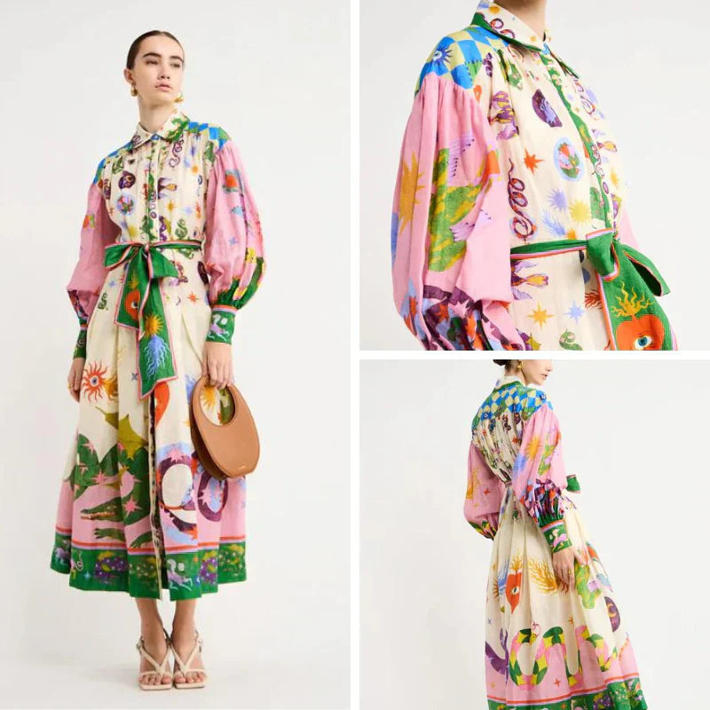 Vintage Blumenmuster Maxi-Kleid mit langem, fließendem Design